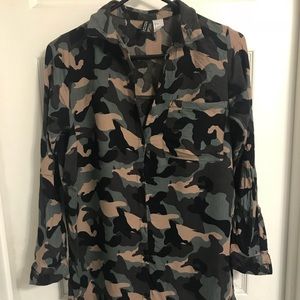 Camo print button up